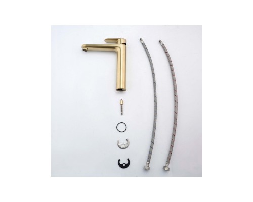 AQ1804BG НИКА смеситель для раковины высокий 190 без донного клапана, шлиф.золото AQ1804BG