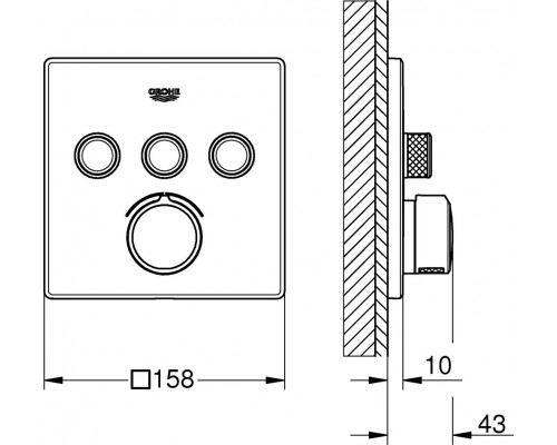 29149000 Grohtherm SmartControl Смеситель на 3 выхода, внешняя часть, хром 29149000