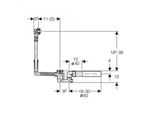 150.017.00.6 Слив-перелив с цепочкой для стандартной ванны d 50 mm 150.017.00.6