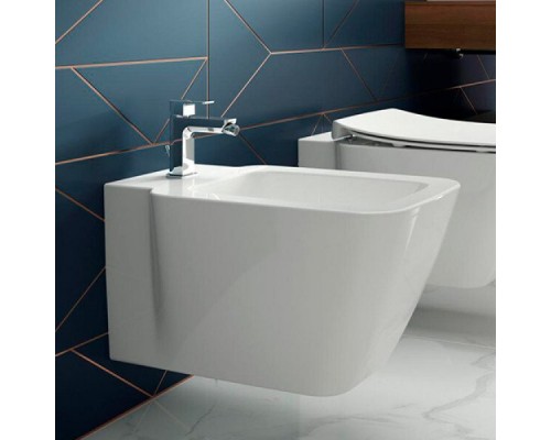 T456801 STRADA II Подвесное биде, с отверстием перелива, с керамической накладкой слива (T854601), с крепежом T456801