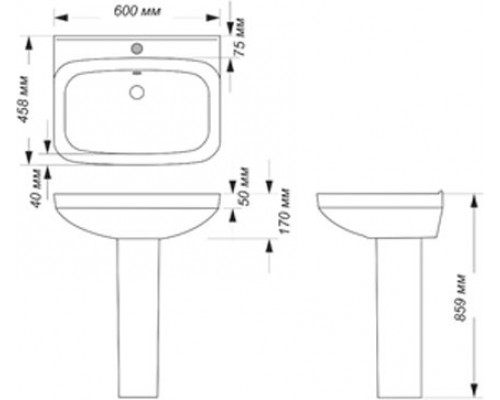 NEXT 60 Умывальник пьедестальный ВКС Белый S1 (WB.PD/Next/60-C/WHT.G/S1) WB.PD/Next/60-C/WHT.G/S1