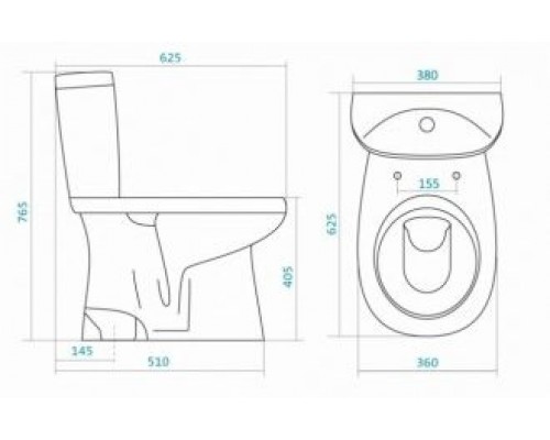 1.WH11.0.038 АНИМО Унитаз-компакт пол (эконом: 1-реж., полипроп) 1.WH11.0.038