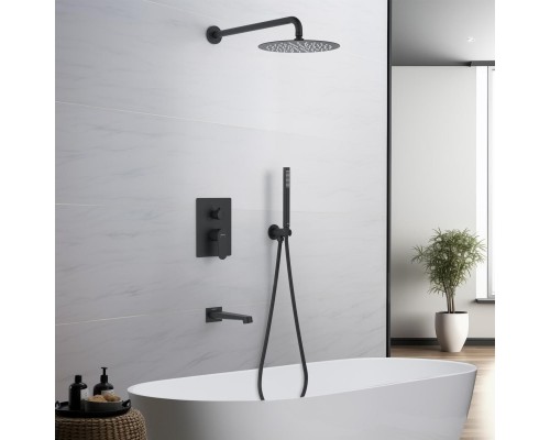 AQ1273MB ОБЕРОН Set 4 в 1 душевой комплект 3 режима, матовый черный AQ1273MB