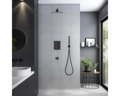 AQ1273MB ОБЕРОН Set 4 в 1 душевой комплект 3 режима, матовый черный AQ1273MB