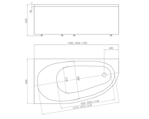 Ванна Дива 15090 левая DIV150-0000001