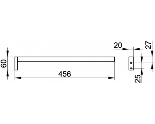 19120010000 EDITION 90 Square Полотенцедержатель одинарный, неповоротный, 456 мм, хром 19120010000