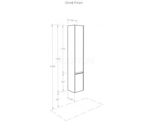 1A230503KPDBL Шкаф-колонна Капри лев. Таксония темная 1A230503KPDBL