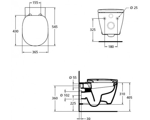 W941102 Connect (E803501 подвесной унитаз + E712701 крышка сиденье soft close)ПРОМО-СЕТ W941102