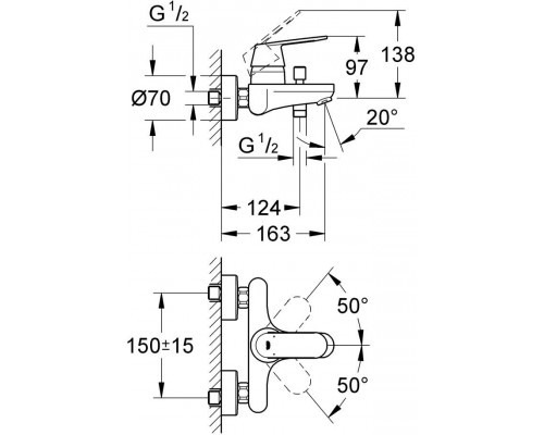 32831000 Eurosmart Cosmopolitan Смеситель для ванны, хром 32831000