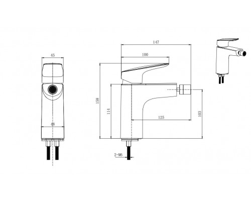 AQ1018CR ВЕГА смеситель для биде AQ1018CR