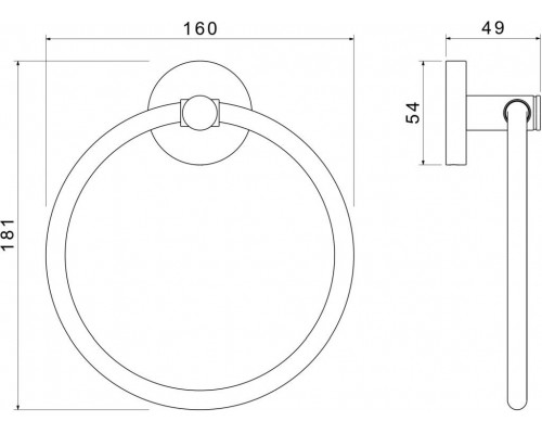AQ4112MB ЕВРОПА полотенцедержатель кольцо, матовый черный AQ4112MB