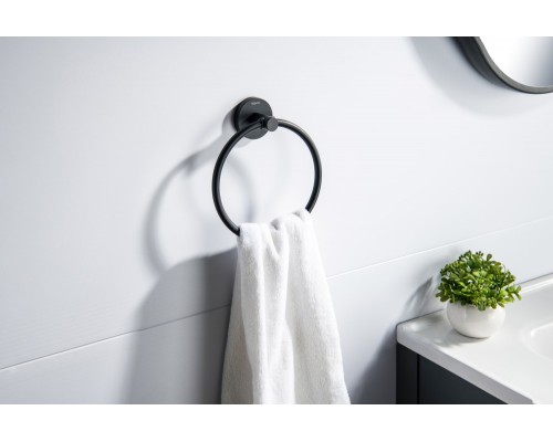AQ4112MB ЕВРОПА полотенцедержатель кольцо, матовый черный AQ4112MB