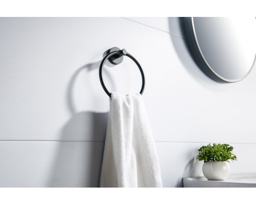 AQ4112MB ЕВРОПА полотенцедержатель кольцо, матовый черный AQ4112MB