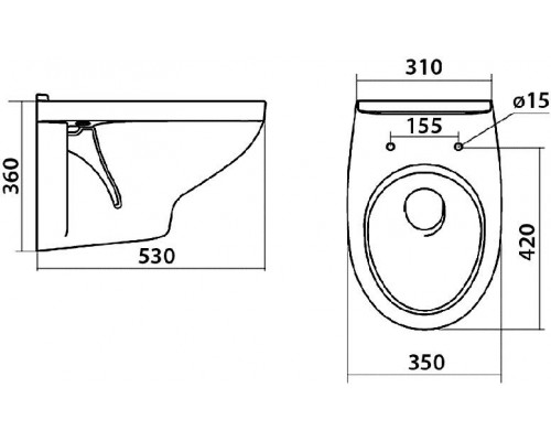 1.WH30.2.205 БОРЕАЛЬ Унитаз подвесной (дюро softclose) 1.WH30.2.205