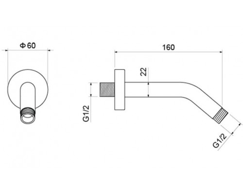 AQ2173CR держатель верхнего душа настенный 160 мм AQ2173CR