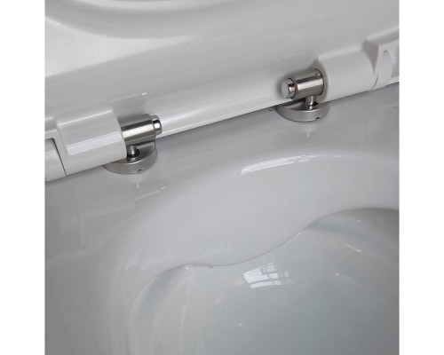 AQ0700-01 ПОЛАРИС унитаз подвесной безободковый, белый 360518360 мм, крышка-сиденье с механизмом плавного закрывания из дюропласта, крепеж AQ0700-01