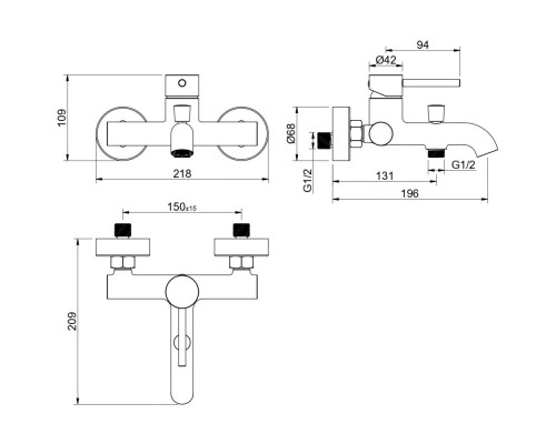 AQ1340BG ЕВРОПА смеситель для ванны, шлиф. золото AQ1340BG