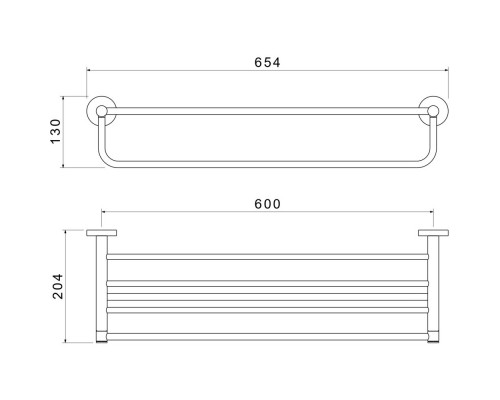 AQ4115BGM ЕВРОПА полка для полотенец, оружейная сталь (шлиф. черный хром) AQ4115BGM