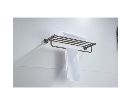 AQ4115BGM ЕВРОПА полка для полотенец, оружейная сталь (шлиф. черный хром) AQ4115BGM
