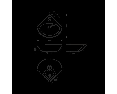 ВЕЕР Угловой умывальник ВКС Белый S1 (стар. арт. VERSAWB01) WB.CR/Veer/23-C/WHT.G/S1