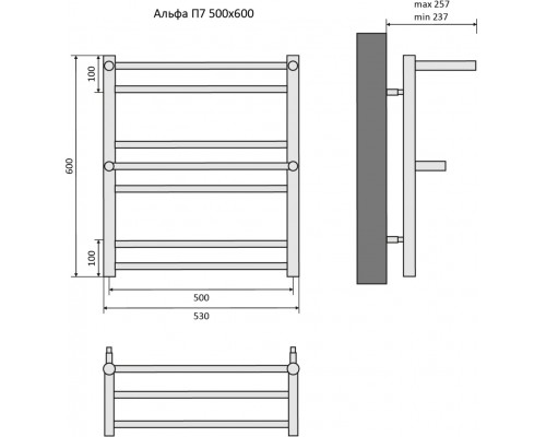 Альфа П7 500х600 Полотенцесушитель Aquatek AQ RRP0760CH