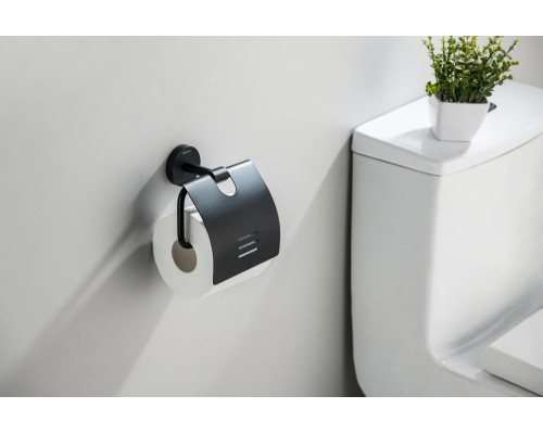 AQ4609MB БЕТТА бумагодержатель с крышкой, матовый черный AQ4609MB