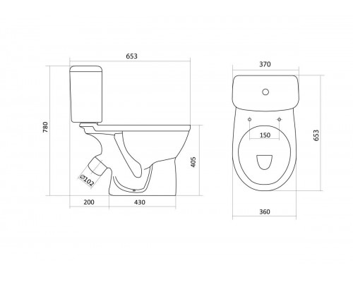 1.WH30.1.704 БОРЕАЛЬ Унитаз-компакт анвп (эконом: 1-реж., полипроп) 1.WH30.1.704