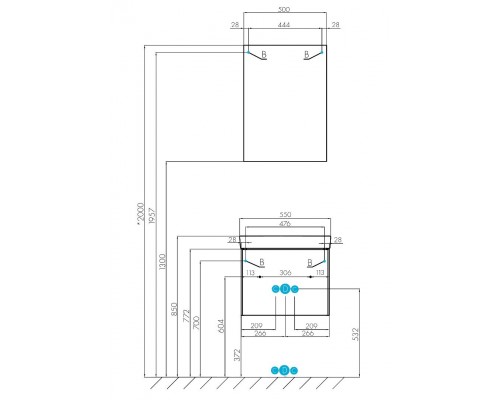 1A2631K0AX2B0 Набор: 1A263101AX2B0 Тумба-умывальник Асти 55 Белый матовый/Белый глянец/ 1WH501620 Умывальник Адриана 55 1A2631K0AX2B0