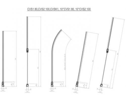 10CVS2-100 R блестящая+транспарент, шторка на ванну двухэлементная, серия 10° 7QRA0C03Z1