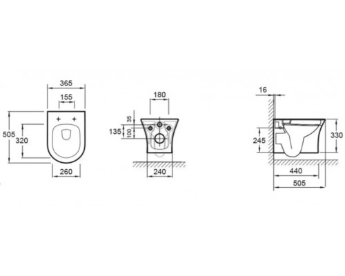 EDAH132-0 ALEO Чаша подвесного безободкового унитаза EDAH132-0