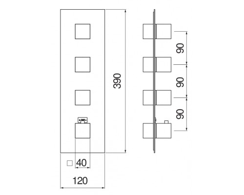 WE00103/QCR SEVEN термостатический смеситель для ванны 3 выхода (внешняя часть) WE00103/QCR
