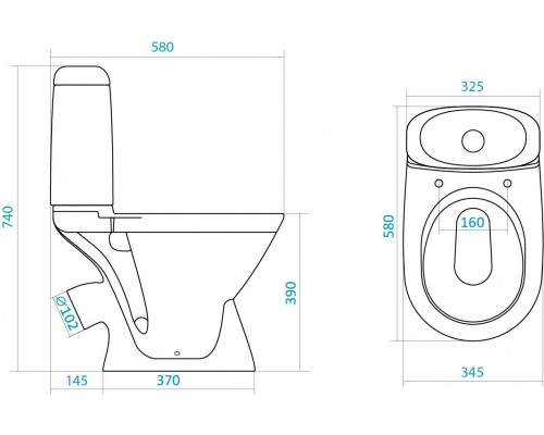 1.WH30.2.130 РИМИНИ унитаз-компакт, диагон.выпуск, 2 режима, метал.крепление 1.WH30.2.130