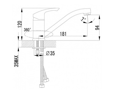 LM1104Cplus STRIKEСмеситель для кухни с поворотным изливом, хром LM1104C