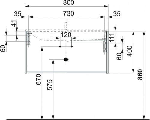 32961300000 PLAN Тумба под умывальник 800x490x400 мм белый 32961300000