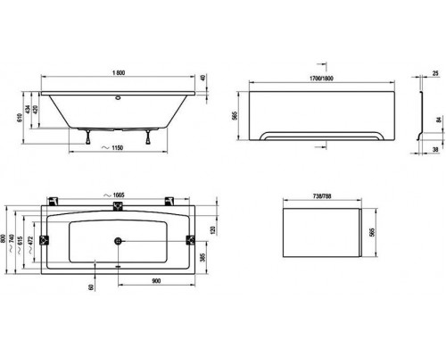 Ванна FORMY 02 180x80 белая C891000000