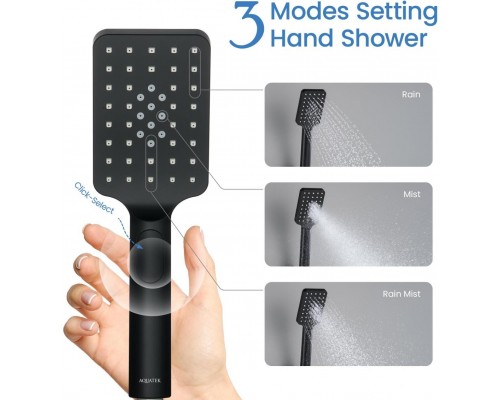 AQ2005MB ЛИРА ручной душ Select 80 3 jet, матовый черный AQ2005MB