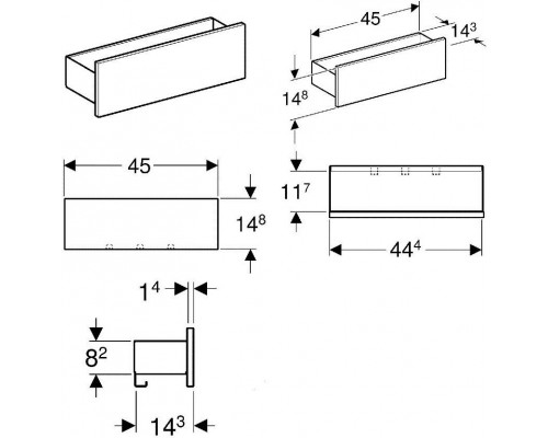 500.362.JR.1 Geberit Smyle Square Настенная полка, 45х14.8 см, темно-серый / цветпекан  500.362.JR.1