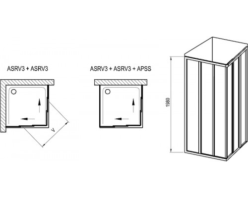 ASRV3-80-198 черный+Transparent, Supernova дверь для комбинации со второй дверью. 15V403R2Z1