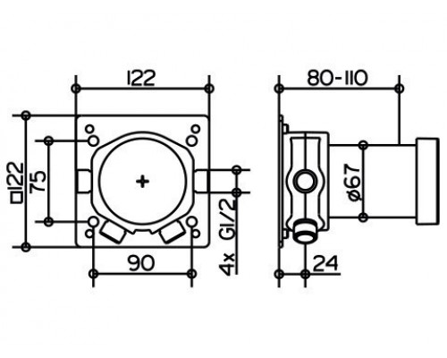 59551000070 IXMO Встраиваемая функциональная часть для однорычажного смесителя DN 15, Внутренний блок для встройки в стену 59551000070