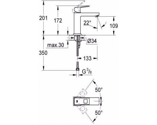 23446000 Eurocube Смеситель для раковины со средним изливом, хром 23446000