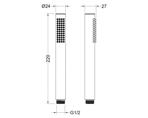 AQ2002BGM ЕВРОПА ручной душ 1jet, оружейная сталь (шлиф. черный хром) AQ2002BGM