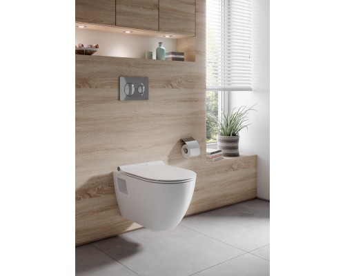 SM46SL Smart унитаз подвесной, безободковый, с тонким сиденьем с микролифтом, Serel SM46SL