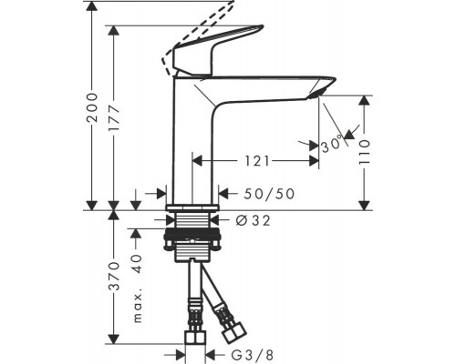 71253000 Logis Fine смеситель для раковины 110 без донного клапана 71253000