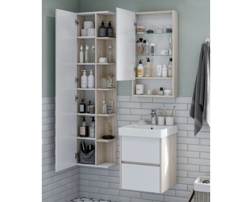 1A253403SDB20 Шкаф-колонна Сканди с зеркалом Белый/Дуб Верона 1A253403SDB20