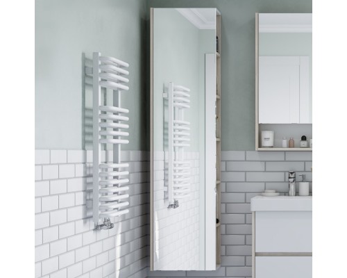 1A253403SDB20 Шкаф-колонна Сканди с зеркалом Белый/Дуб Верона 1A253403SDB20