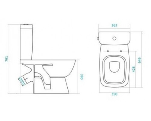 1.WH30.2.408 НЕО ЛАЙТ Унитаз-компакт,, 2-реж., дюро, метал крепление 1.WH30.2.408
