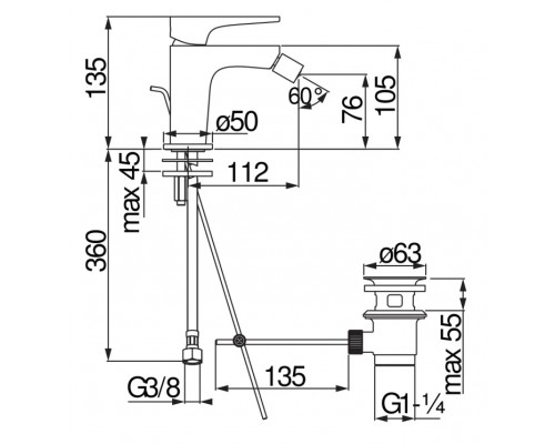 YO126119/1CR YO смеситель для биде YO126119/1CR