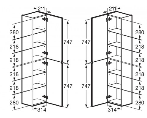 857650515 OLETA шкаф-колонна 1500 мм, 350x257x1500 мм, капучино 857650515