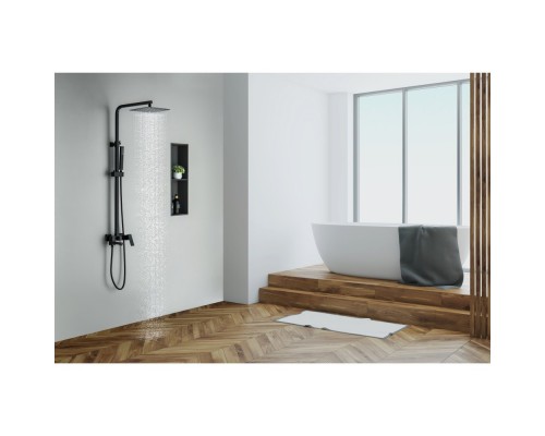 AQ2640MB ЛИБРА душевая система (смеситель для ванны) 300х200мм, матовый черный AQ2640MB