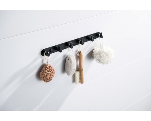 AQ4124MB ЕВРОПА планка с 6 крючками, матовый черный AQ4124MB